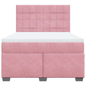 Box spring postel s matrací růžová 160x200 cm samet - obrázek 6