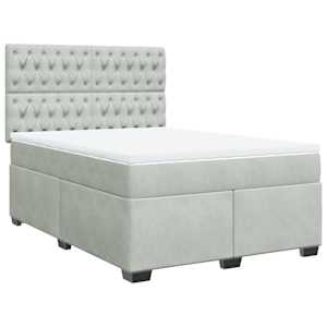 Box spring postel s matrací světle šedá 160x200 cm samet - obrázek 3