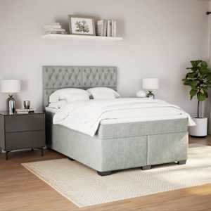 Box spring postel s matrací světle šedá 160x200 cm samet - obrázek 4