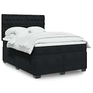 Box spring postelja z vzmetnico črna 160x200 cm žamet
