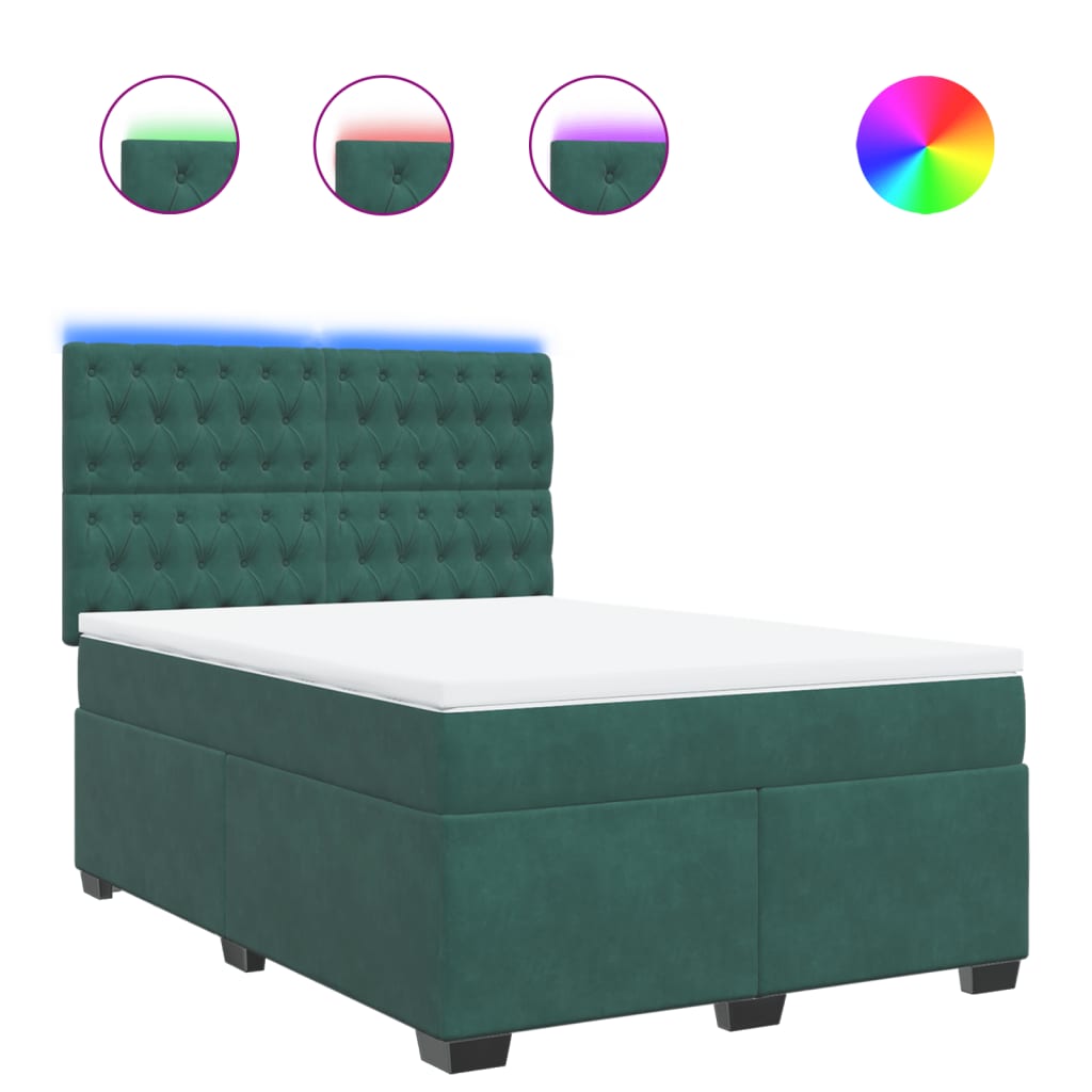vidaXL Box spring postel s matrací tmavě zelená 160x200 cm samet