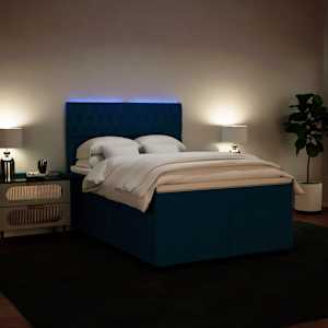 Box spring postel s matrací modrá 160 x 200 cm samet - obrázek 5