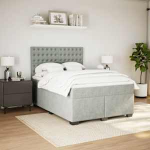 Box spring postel s matrací světle šedá 160x200 cm samet - obrázek 4