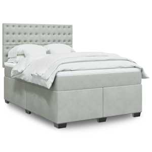 Box spring postel s matrací světle šedá 160x200 cm samet - obrázek 1