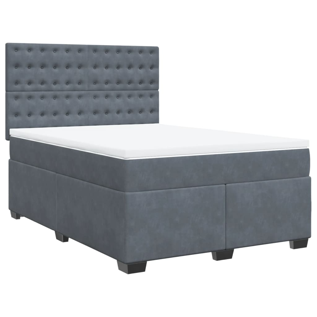vidaXL Boxspring met matras fluweel donkergrijs 160x200 cm afbeelding