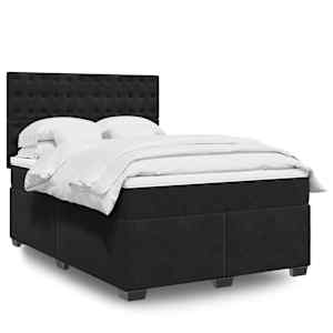 Box spring postelja z vzmetnico črna 160x200 cm žamet