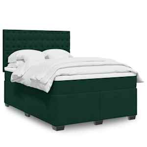 Box spring postel s matrací tmavě zelená 160x200 cm samet - obrázek 1
