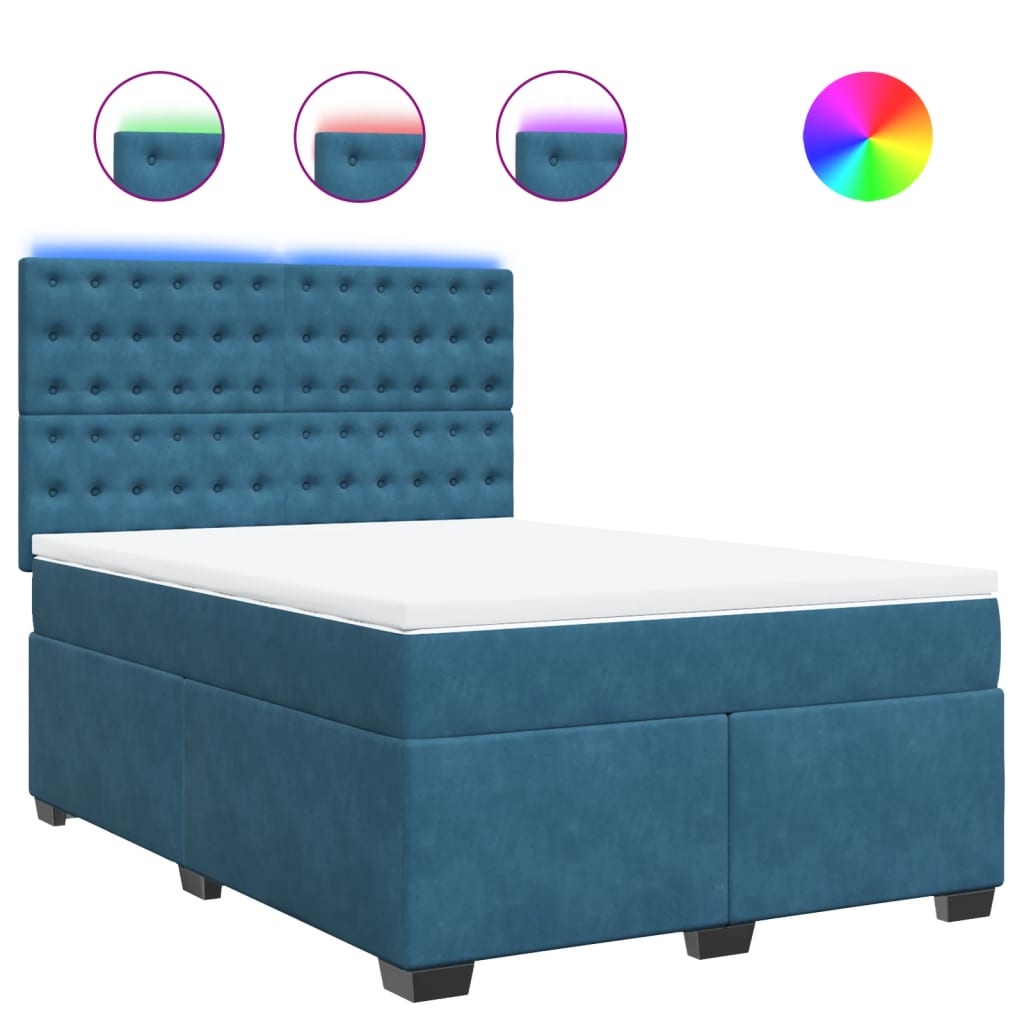 vidaXL Box spring postel s matrací modrá 160 x 200 cm samet