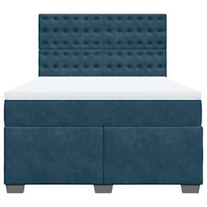 Box spring postel s matrací modrá 160 x 200 cm samet - obrázek 6