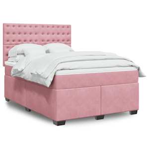 Box spring postelja z vzmetnico roza 160x200 cm žamet