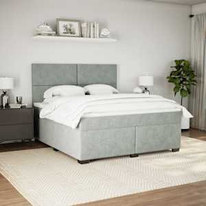 Box spring postel s matrací světle šedá 180x200 cm samet - obrázek 4