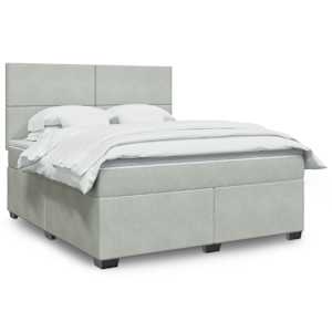 Box spring postelja z vzmetnico svetlo siva 180x200 cm žamet