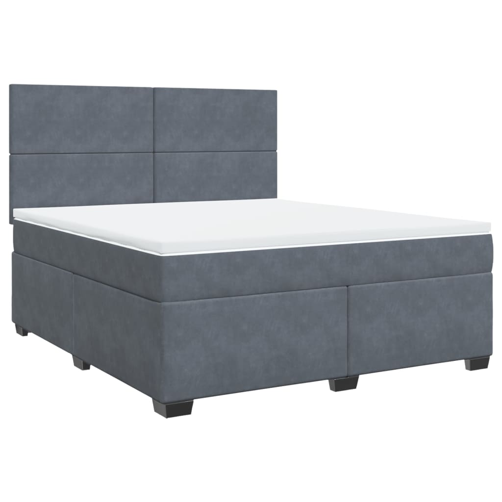 vidaXL Boxspring met matras fluweel donkergrijs 180x200 cm afbeelding