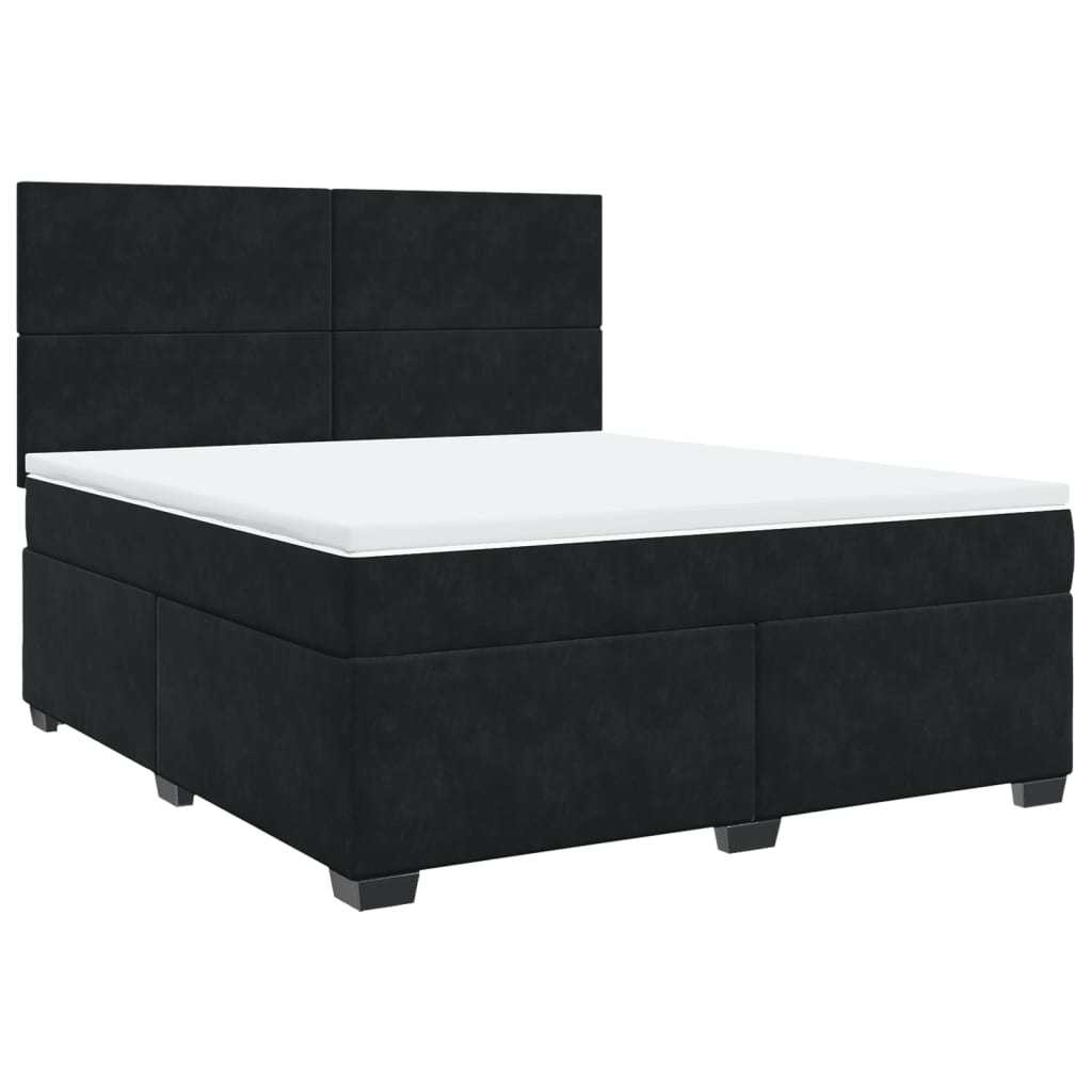 vidaXL Boxspring met matras fluweel zwart 180x200 cm afbeelding