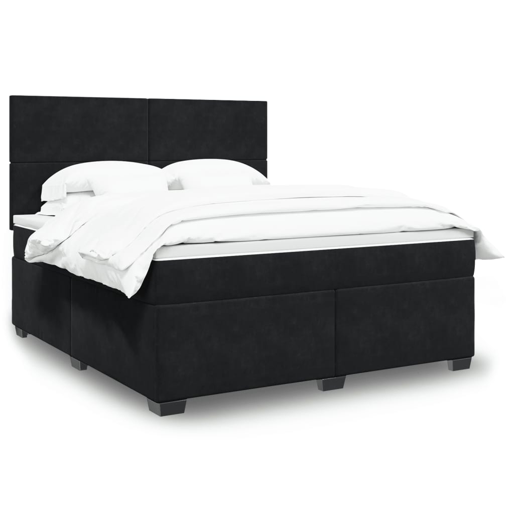 Boxspringbett mit Matratze Schwarz 180×200 cm Samt