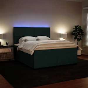Box spring postel s matrací tmavě zelená 180x200 cm samet - obrázek 5