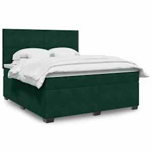 Box spring postel s matrací tmavě zelená 180x200 cm samet - obrázek 1