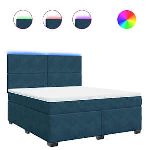 Box spring postel s matrací modrá 180 x 200 cm samet - obrázek 2