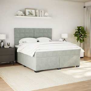 Box spring postel s matrací světle šedá 180x200 cm samet - obrázek 4