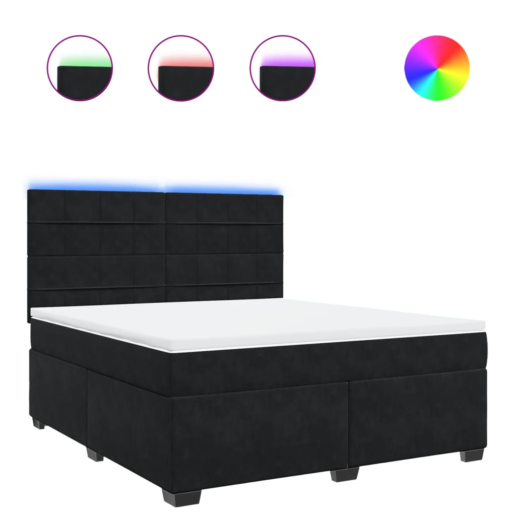 vidaXL Box spring postel s matrací černá 180x200 cm samet