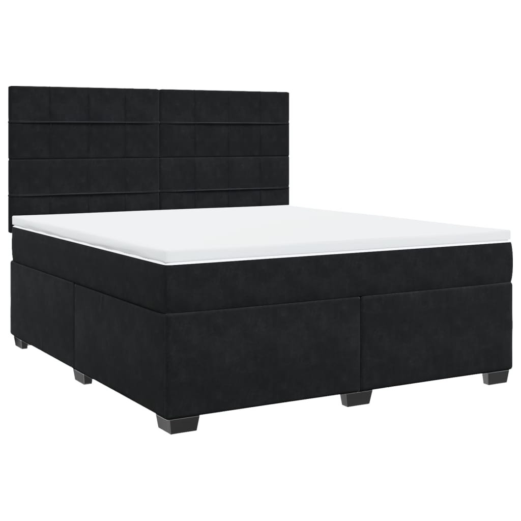 vidaXL Boxspring met matras fluweel zwart 180x200 cm afbeelding
