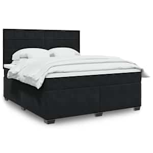 Box spring postel s matrací černá 180x200 cm samet - obrázek 1