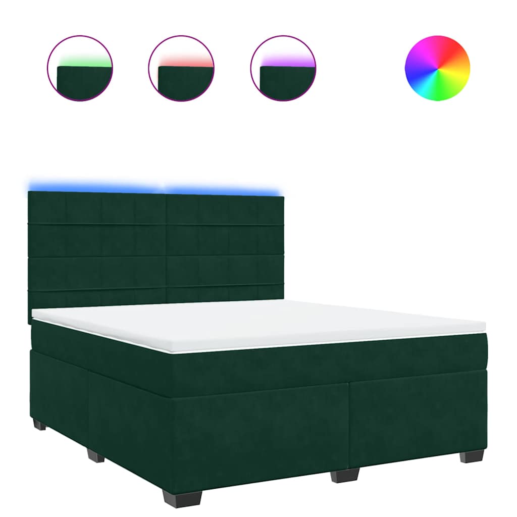 Thumbnail - vidaXL Boxspringbett mit Matratze Dunkelgrün 180x200 cm Samt