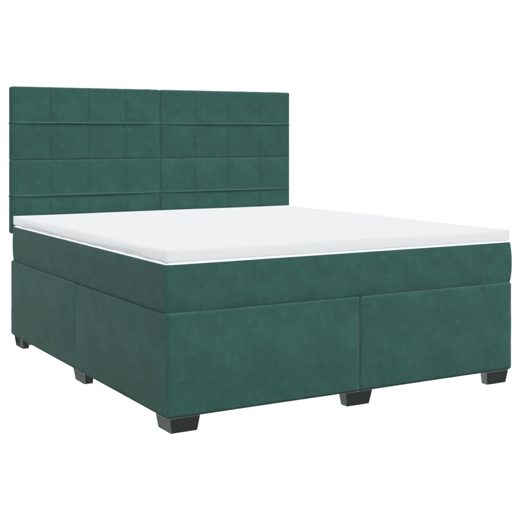 vidaXL Boxspring met matras fluweel donkergroen 180x200 cm afbeelding