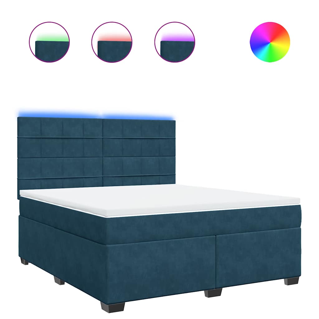 Thumbnail - vidaXL Boxspringbett mit Matratze Blau 180x200 cm Samt