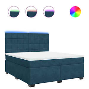 Box spring postel s matrací modrá 180 x 200 cm samet - obrázek 2