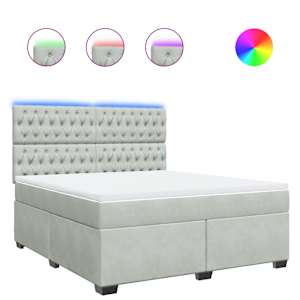 Box spring postel s matrací světle šedá 180x200 cm samet - obrázek 2