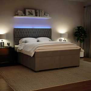 Box spring postel s matrací světle šedá 180x200 cm samet - obrázek 5