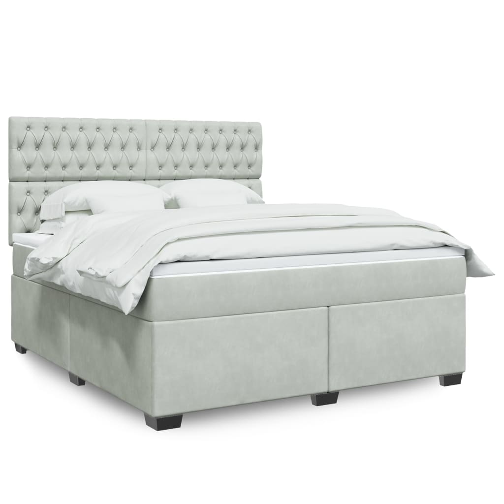 Boxspringbett mit Matratze Hellgrau 180×200 cm Samt