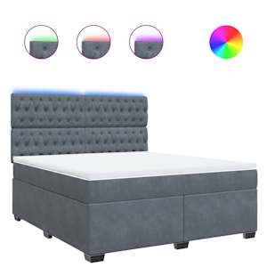 Box spring postel s matrací tmavě šedá 180x200 cm samet - obrázek 2