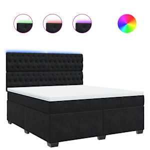 Box spring postel s matrací černá 180x200 cm samet - obrázek 2