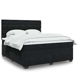 Box spring postel s matrací černá 180x200 cm samet - obrázek 1