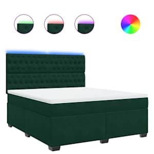Box spring postel s matrací tmavě zelená 180x200 cm samet - obrázek 2