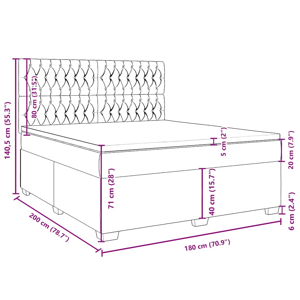 Box spring postel s matrací tmavě zelená 180x200 cm samet - obrázek 18
