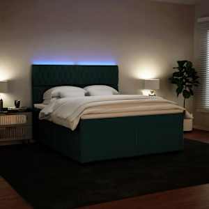 Box spring postel s matrací tmavě zelená 180x200 cm samet - obrázek 4