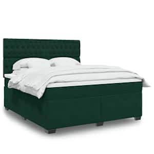 Box spring postel s matrací tmavě zelená 180x200 cm samet - obrázek 1