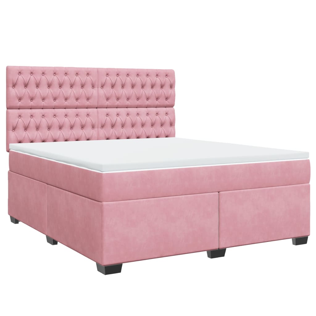 Thumbnail - vidaXL Boxspringbett mit Matratze Rosa 180x200 cm Samt