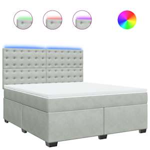 Box spring postel s matrací světle šedá 180x200 cm samet - obrázek 2