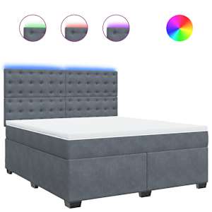 Box spring postel s matrací tmavě šedá 180x200 cm samet - obrázek 2
