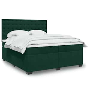 Box spring postel s matrací tmavě zelená 180x200 cm samet - obrázek 1