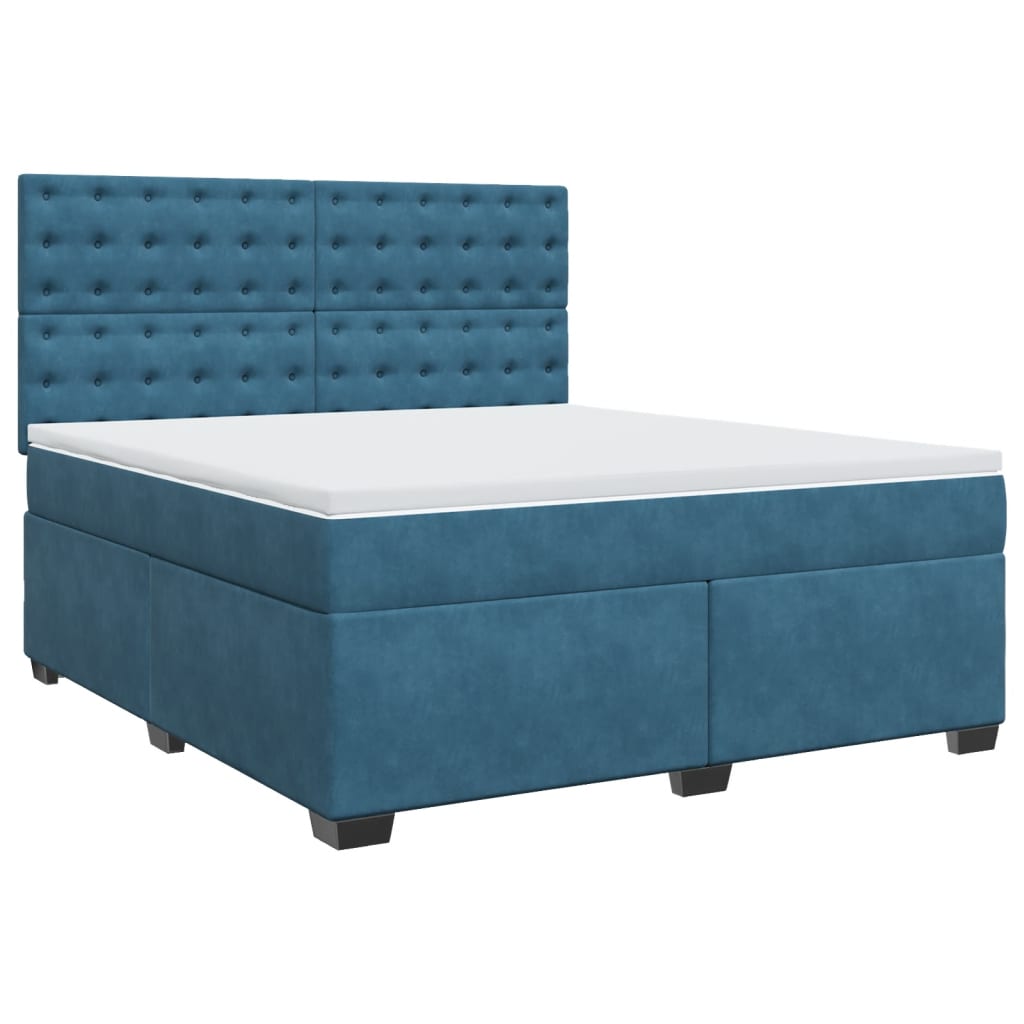 vidaXL Boxspring met matras fluweel blauw 180x200 cm afbeelding