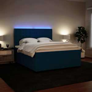 Box spring postel s matrací modrá 180 x 200 cm samet - obrázek 4