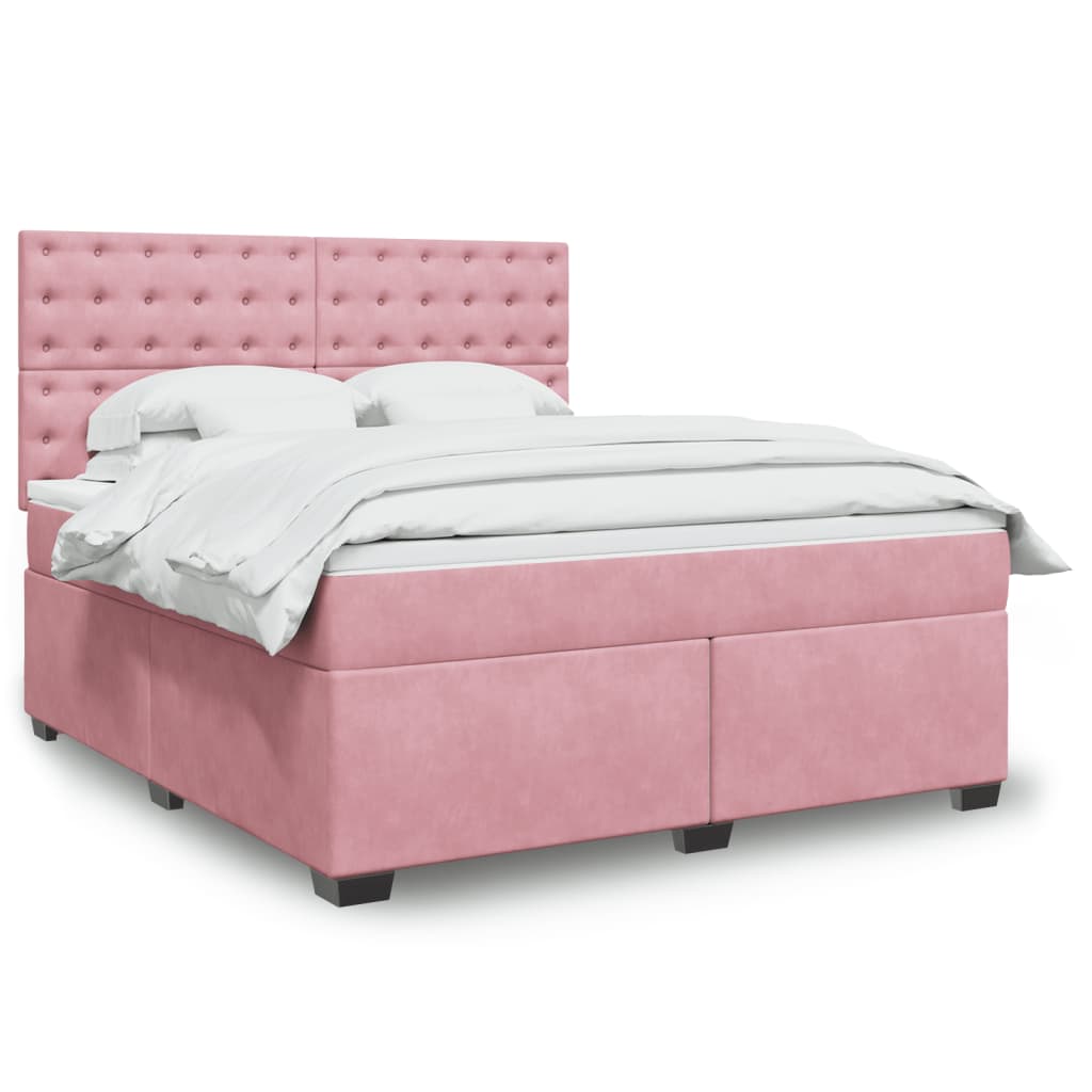 Boxspringbett mit Matratze Rosa 180×200 cm Samt