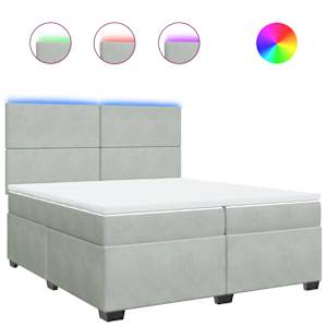 Box spring postel s matrací světle šedá 200x200 cm samet - obrázek 2