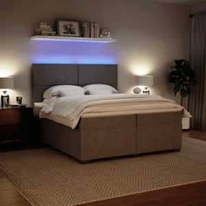 Box spring postel s matrací světle šedá 200x200 cm samet - obrázek 4