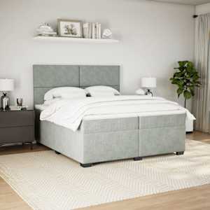 Box spring postel s matrací světle šedá 200x200 cm samet - obrázek 5